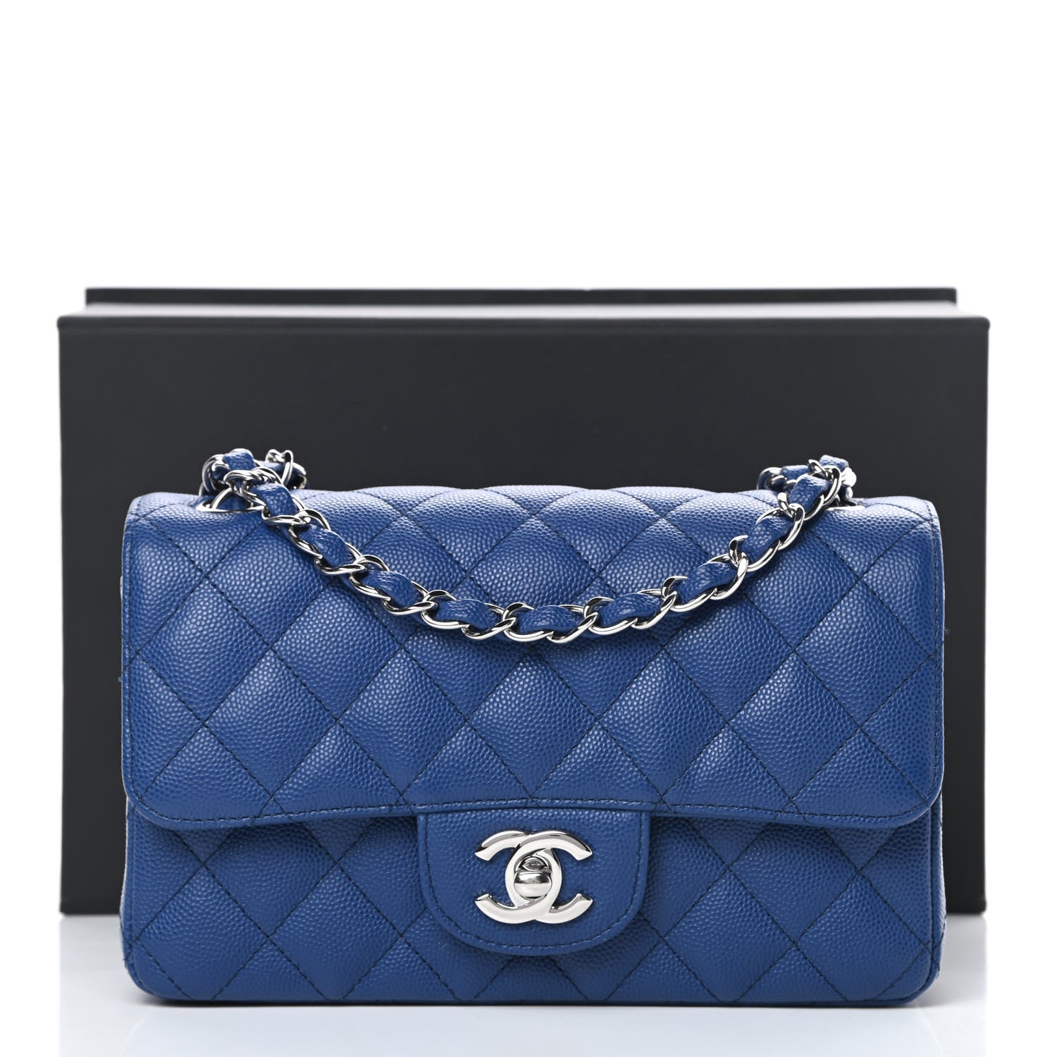 Chanel Caviar Quilted Mini Rectangular Flap Blue 11 of 11