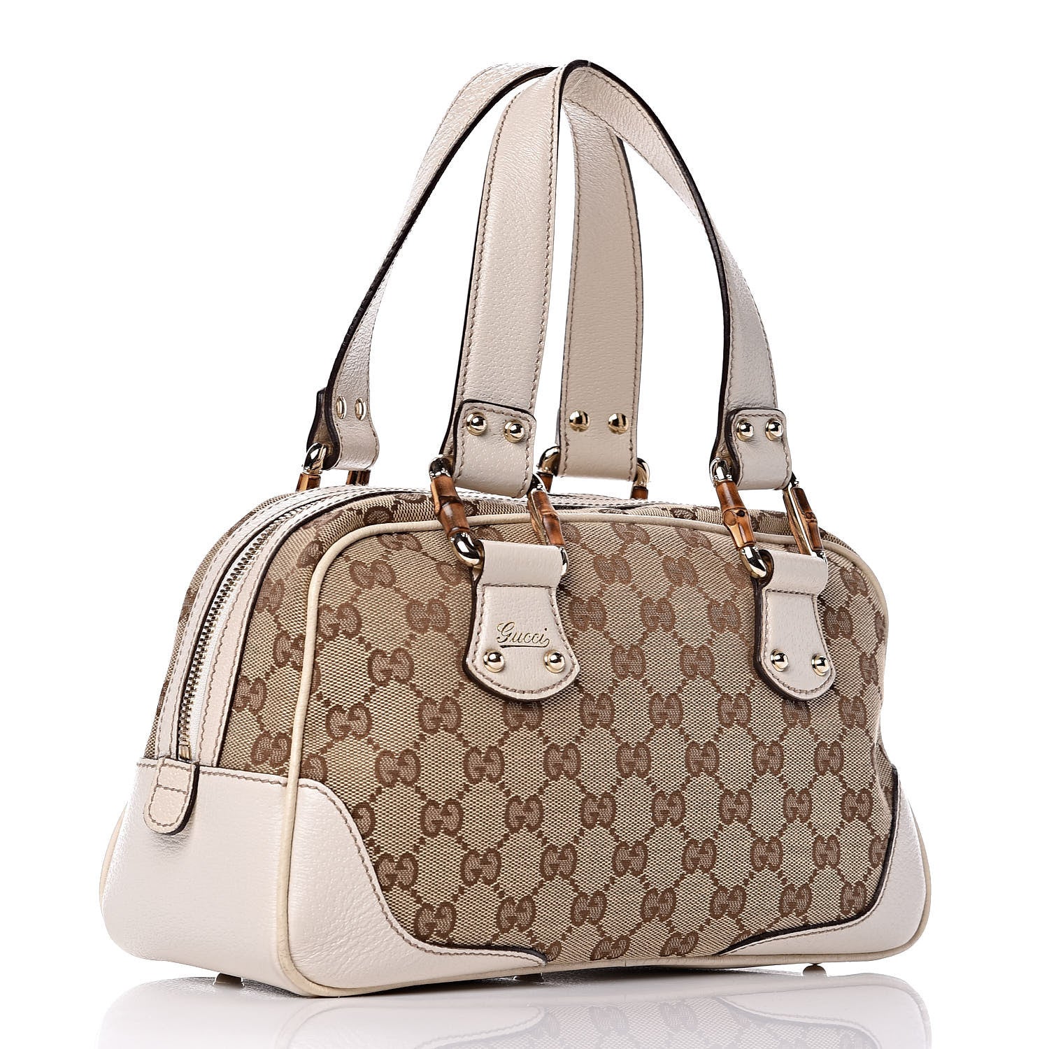 Gucci Monogram Bamboo Boston Off White 3 of 14