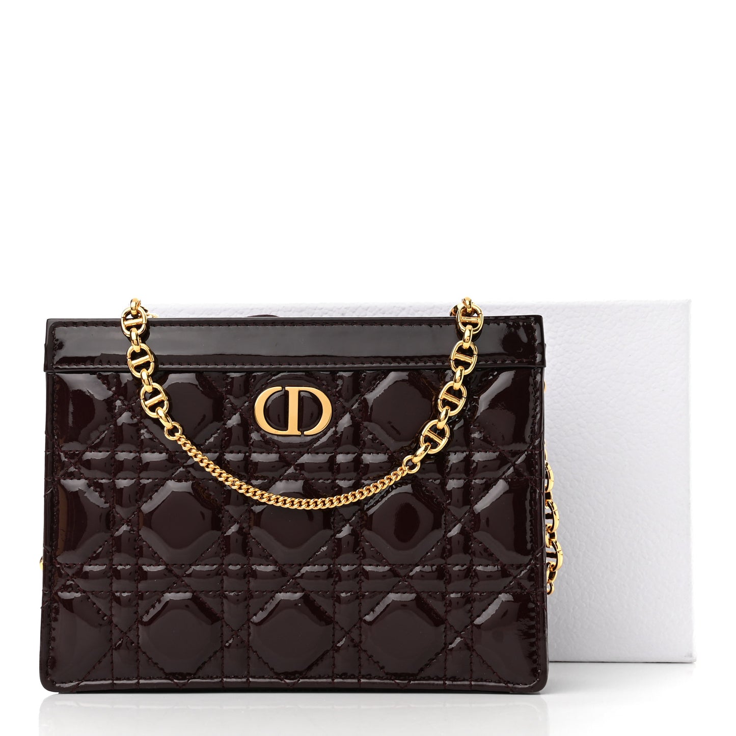 Patent Cannage Caro Zipped Pouch With Chain Amaranth
