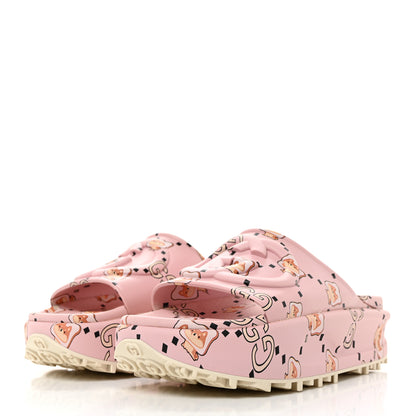 Gucci X PIKARAR Cubic Rubber Monogram Print Womens Interlocking G Platform 42mm Slide Sandals 37 Pink Multicolor 3 of 8