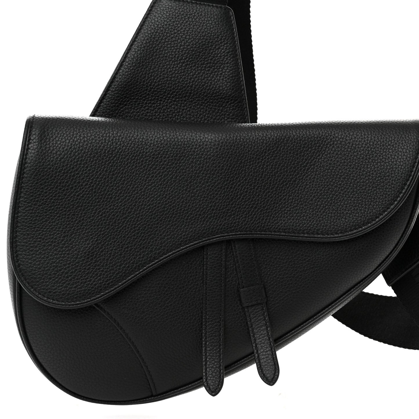 Grained Calfskin Mens Saddle Bag Black
