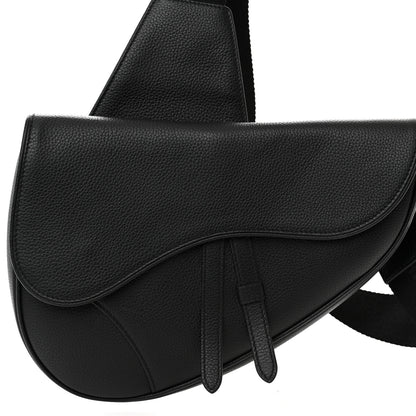 Christian Dior Grained Calfskin Mens Saddle Bag Black 7 of 10