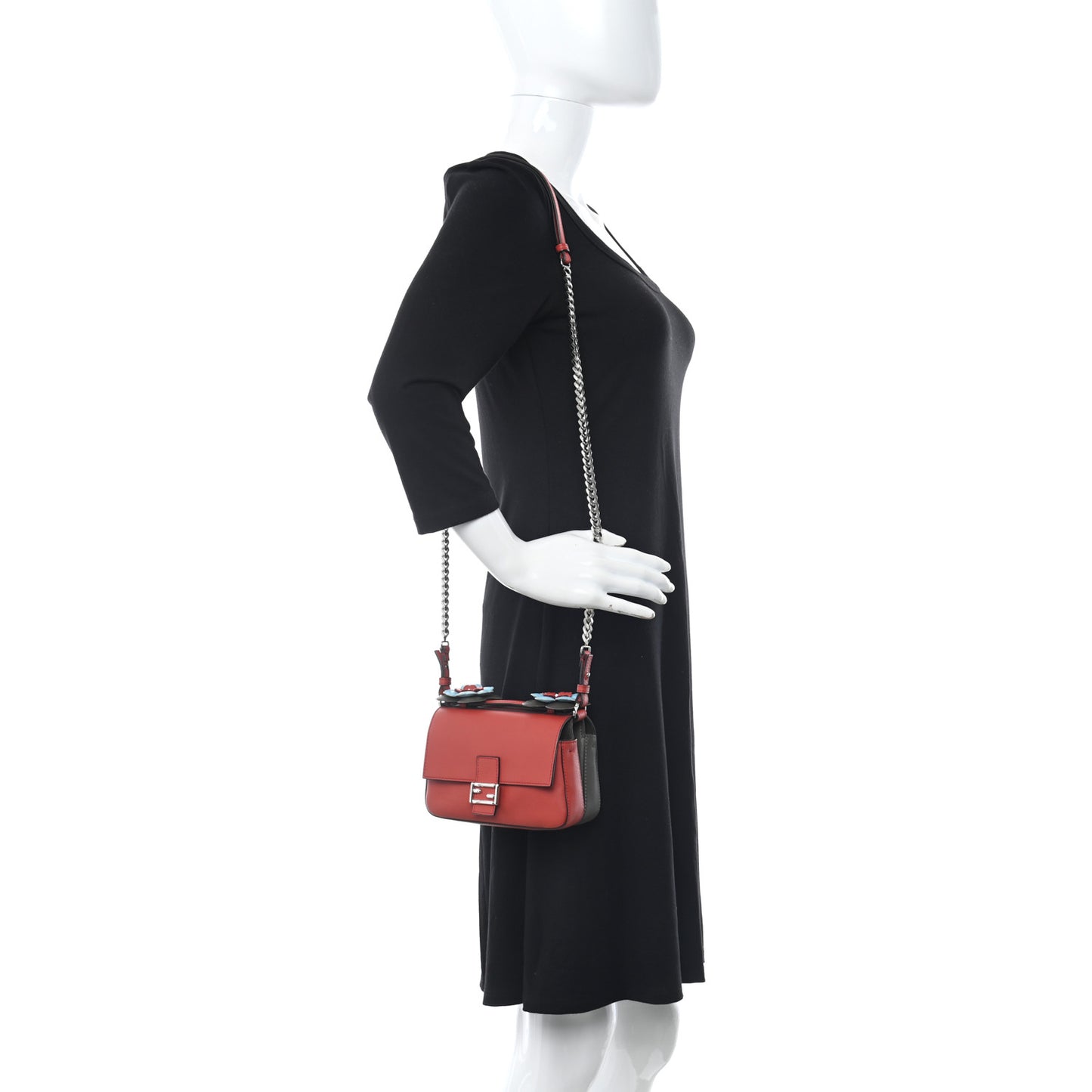 Vitello Dolce Flowerland Bi-Color Studded Micro Double Baguette Bloody Mary Carbone