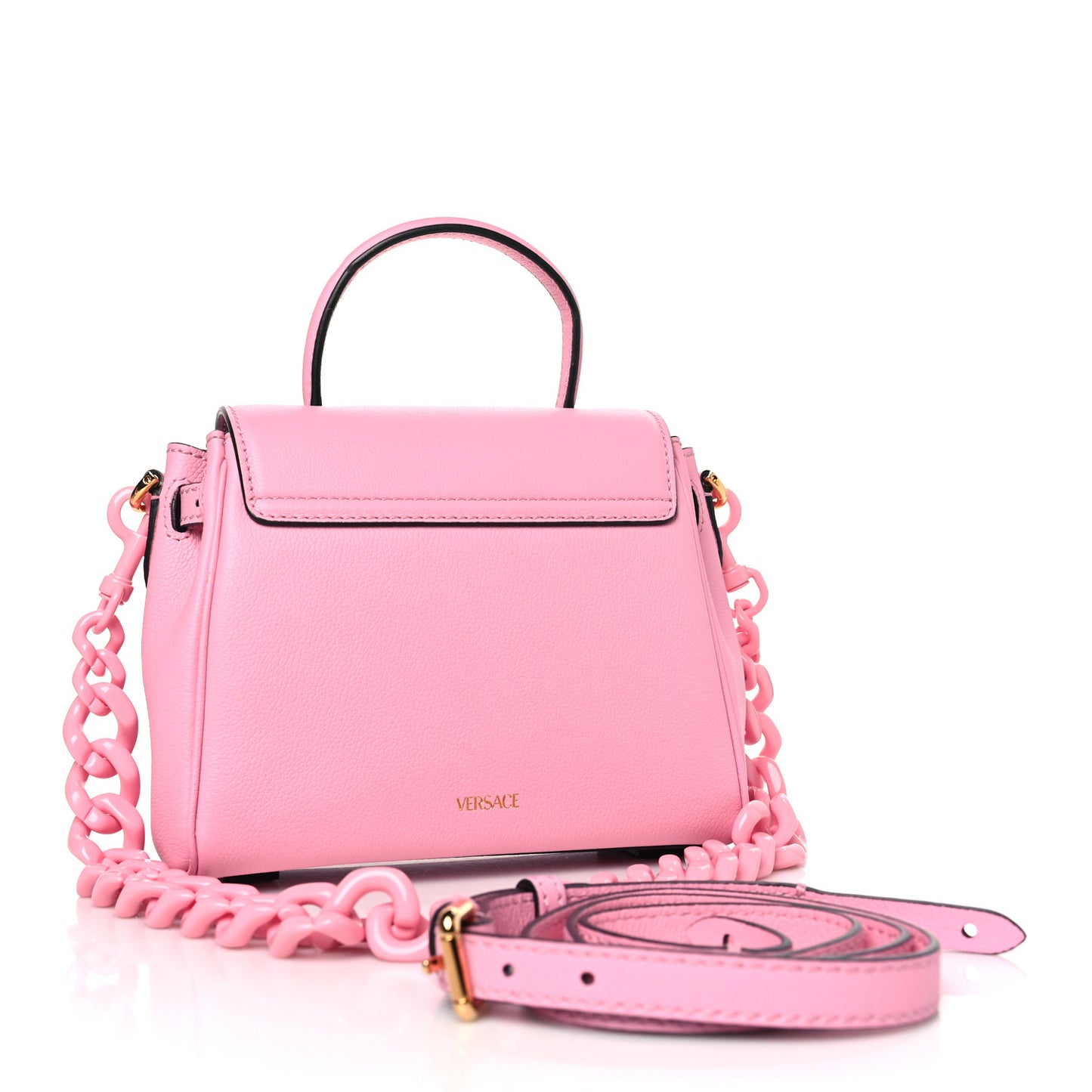 Grained Calfskin Small La Medusa Top Handle Bag Pink
