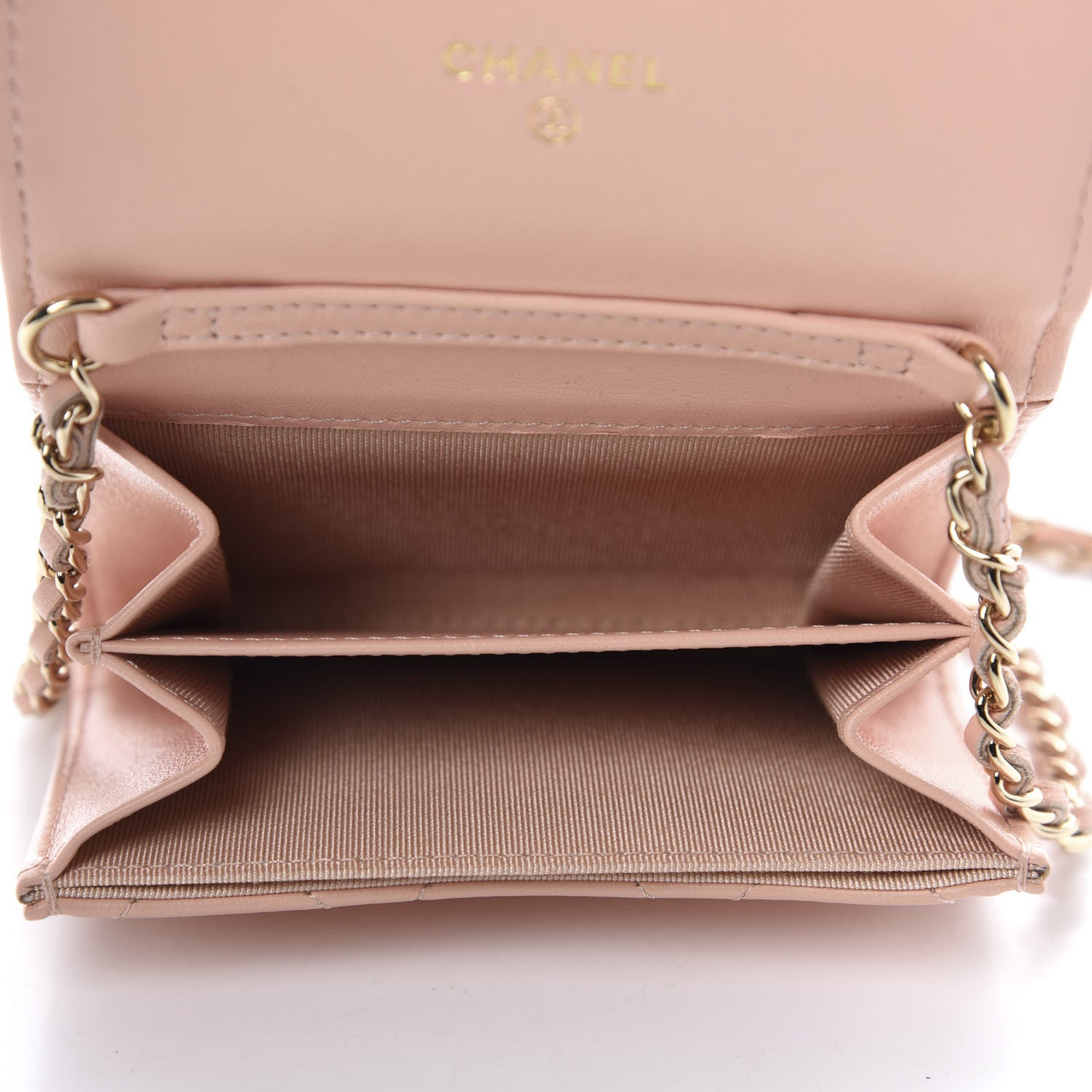 Chanel Lambskin Quilted Flap Card Holder On Chain Light Pink 5 of 12