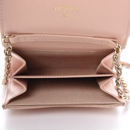 Chanel Lambskin Quilted Flap Card Holder On Chain Light Pink 5 of 12