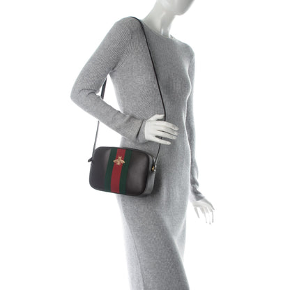 Gucci Textured Calfskin Web Small Webby Bee Shoulder Bag Brown Coffee 2 of 6