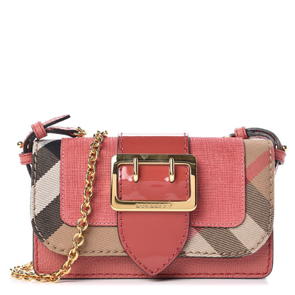 Burberry House Check Calfskin Mini Buckle Phone Bag Rose Pink 1 of 9