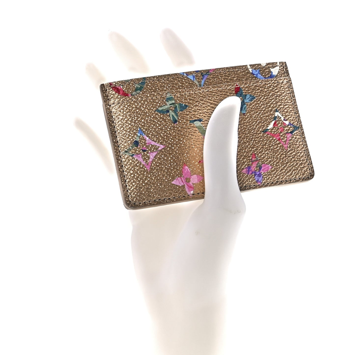Metallic Monogram LV Garden Card Holder Gold
