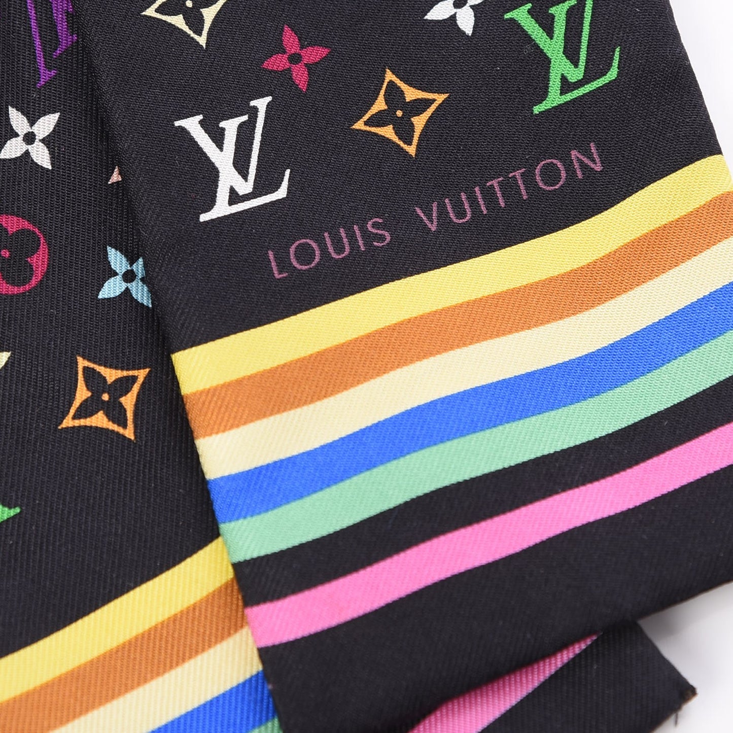 Silk Monogram Multicolor Bandeau Black