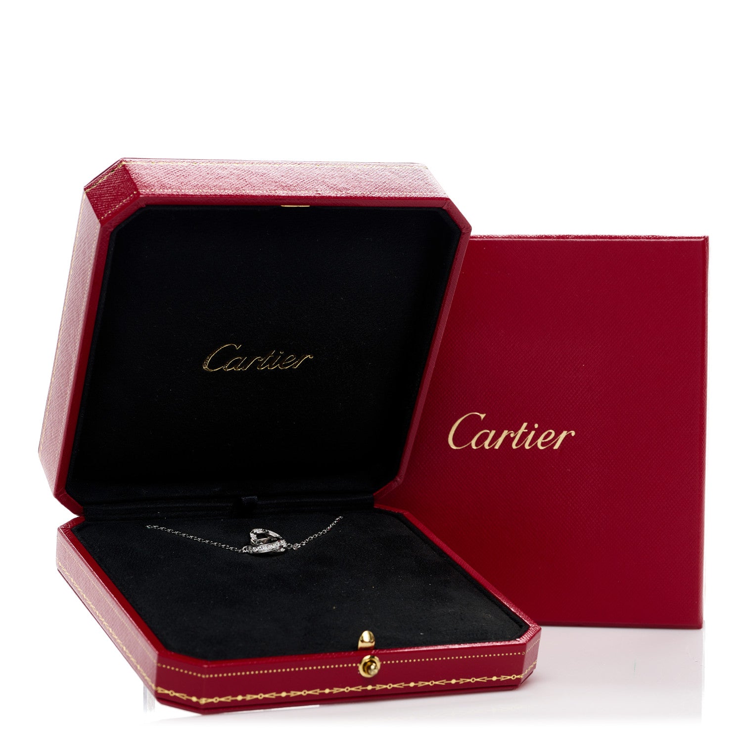Cartier 18K White Gold Diamond Interlocking LOVE Paved Necklace 9 of 9