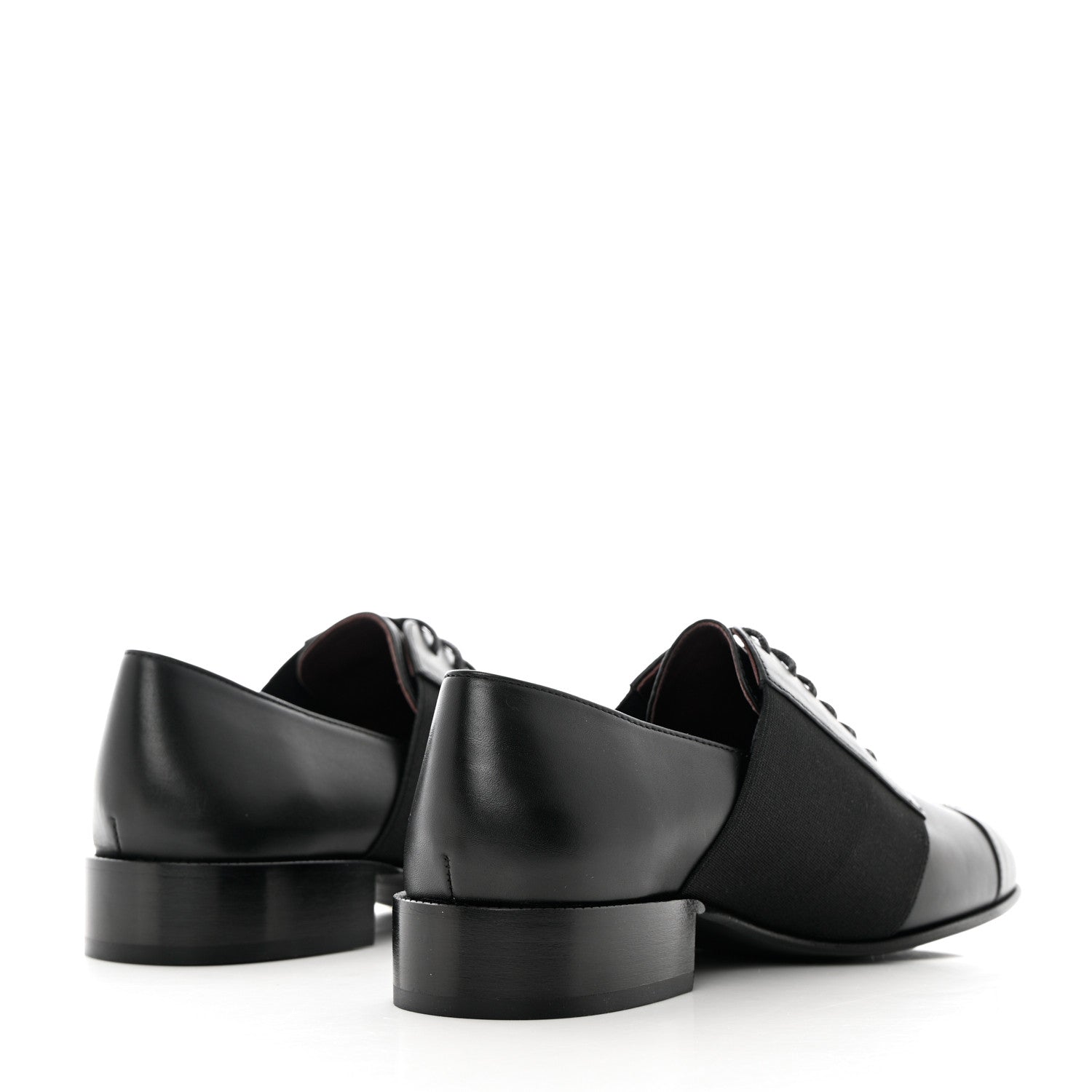 Chanel Calfskin Elastic Lace Up Cap Toe CC Loafers 36 Black 4 of 9