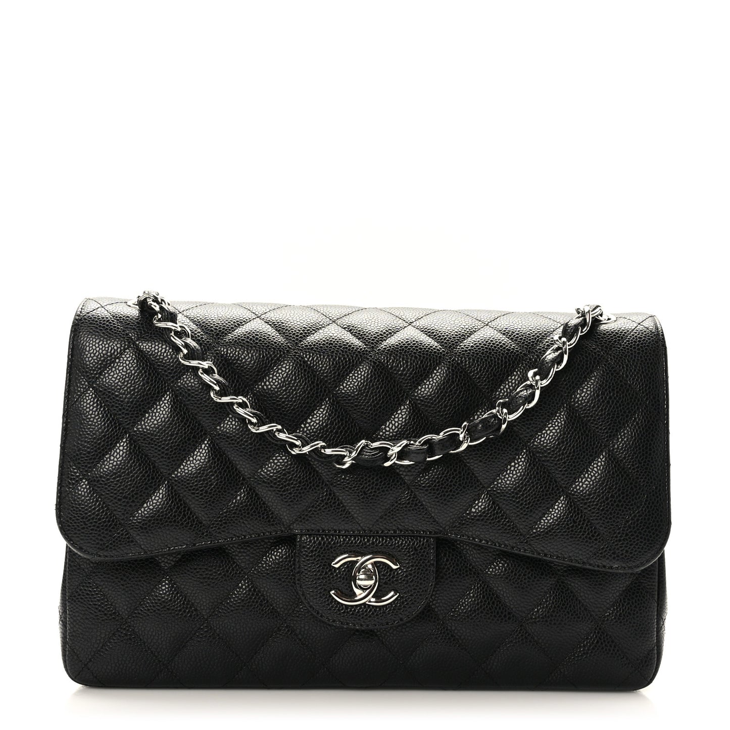 Caviar Quilted Jumbo Double Flap Black