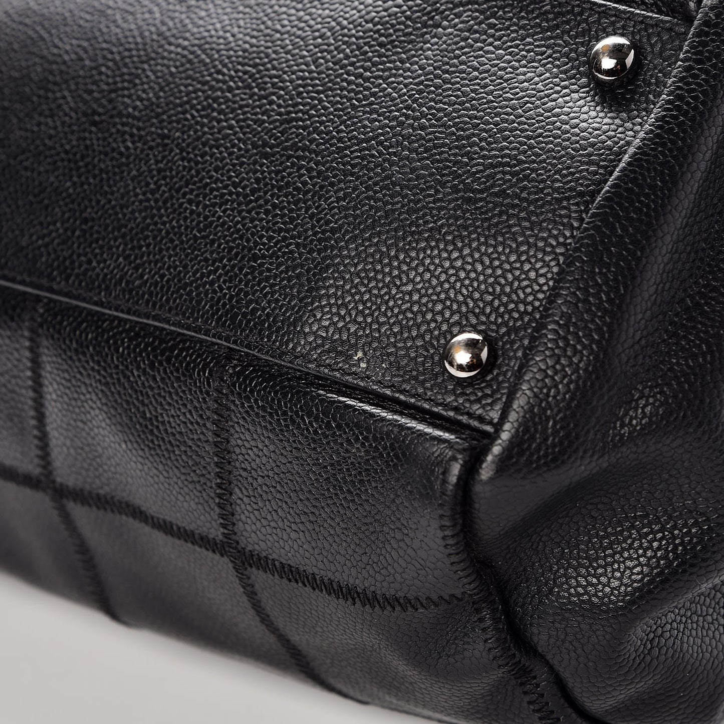 Caviar Square Stitched Medium Tote Black