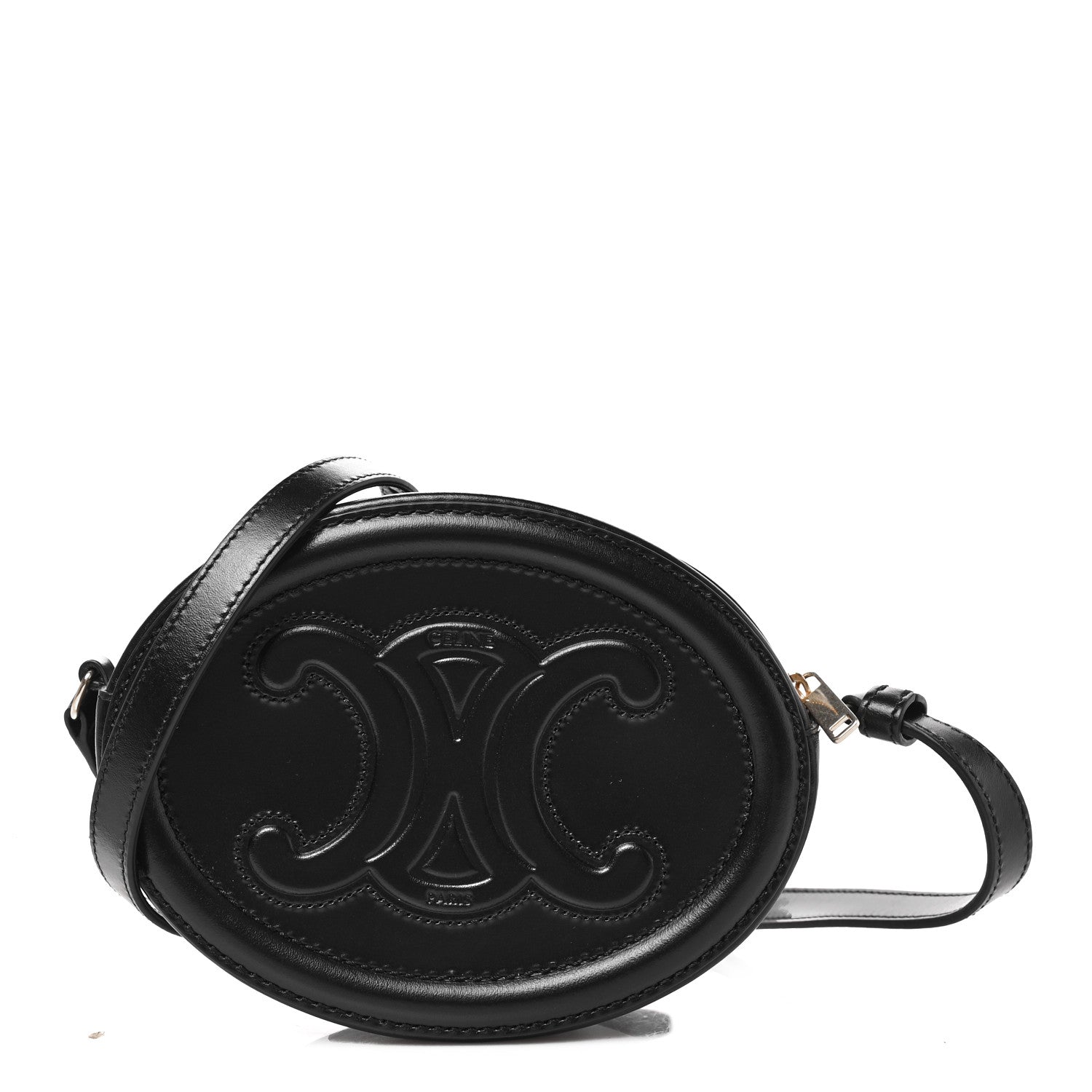 Celine Smooth Calfskin Cuir Triomphe Oval Bag Black 1 of 7