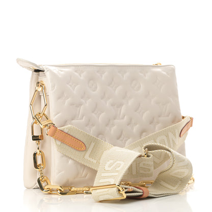 Louis Vuitton Lambskin Embossed Monogram Coussin PM Beige Cream 3 of 10