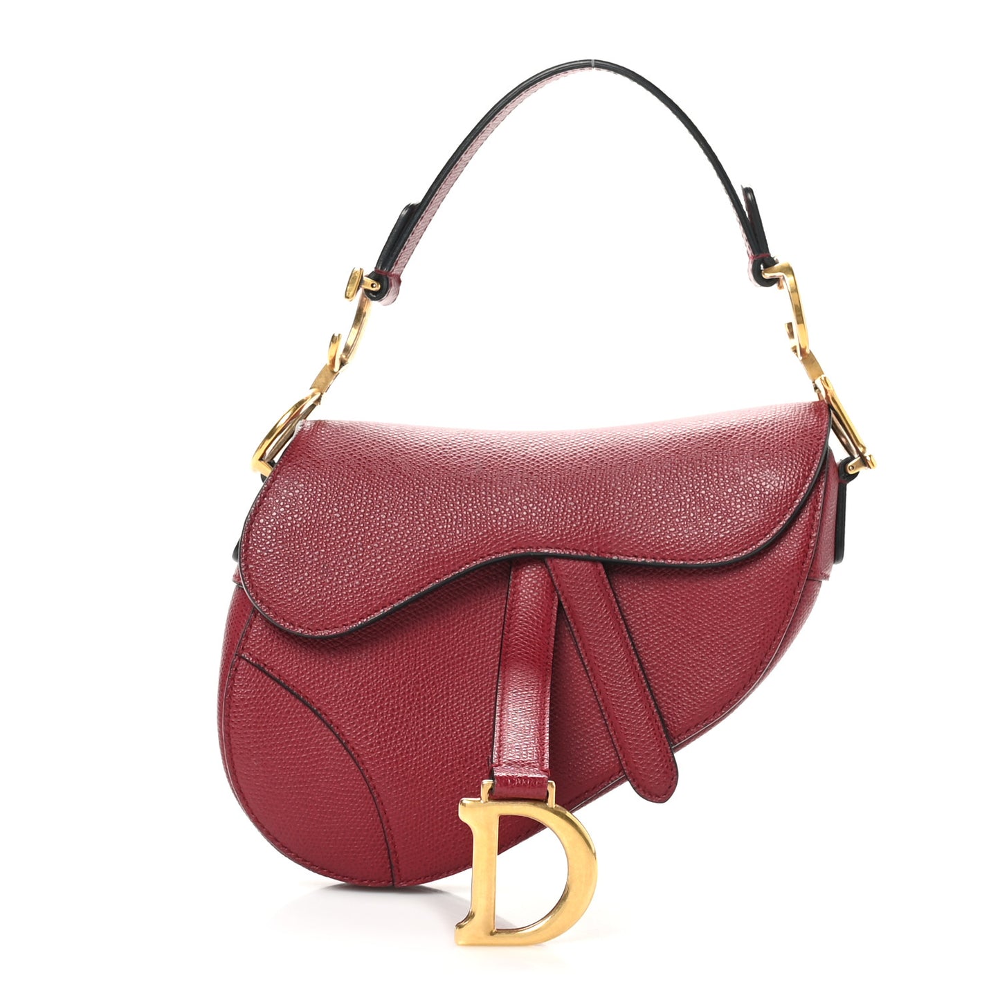 Grained Calfskin Mini Saddle Bag Red
