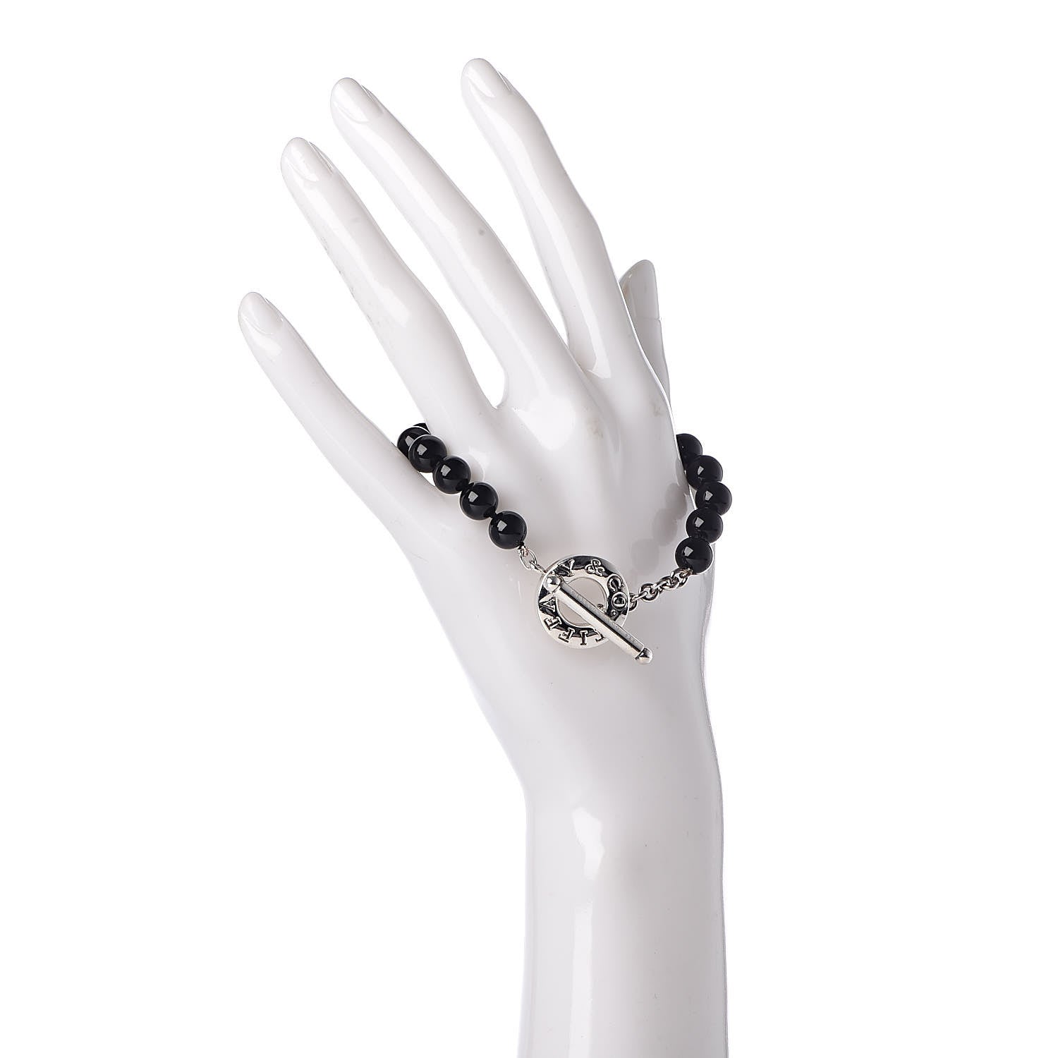 Tiffany Sterling Silver Black Onyx Bead Toggle Bracelet 2 of 5