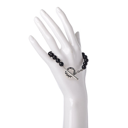 Tiffany Sterling Silver Black Onyx Bead Toggle Bracelet 2 of 5