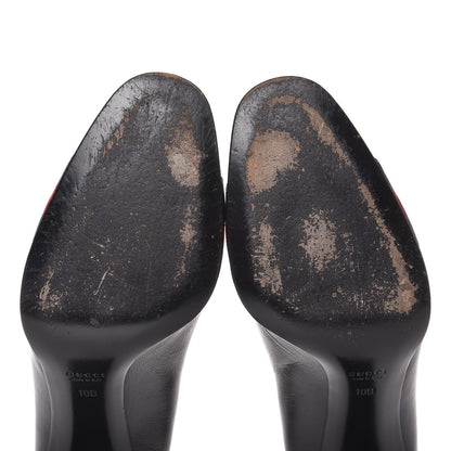 Gucci Calfskin Interlocking GG Web Mid Heel Pumps 10 Black 10 of 12