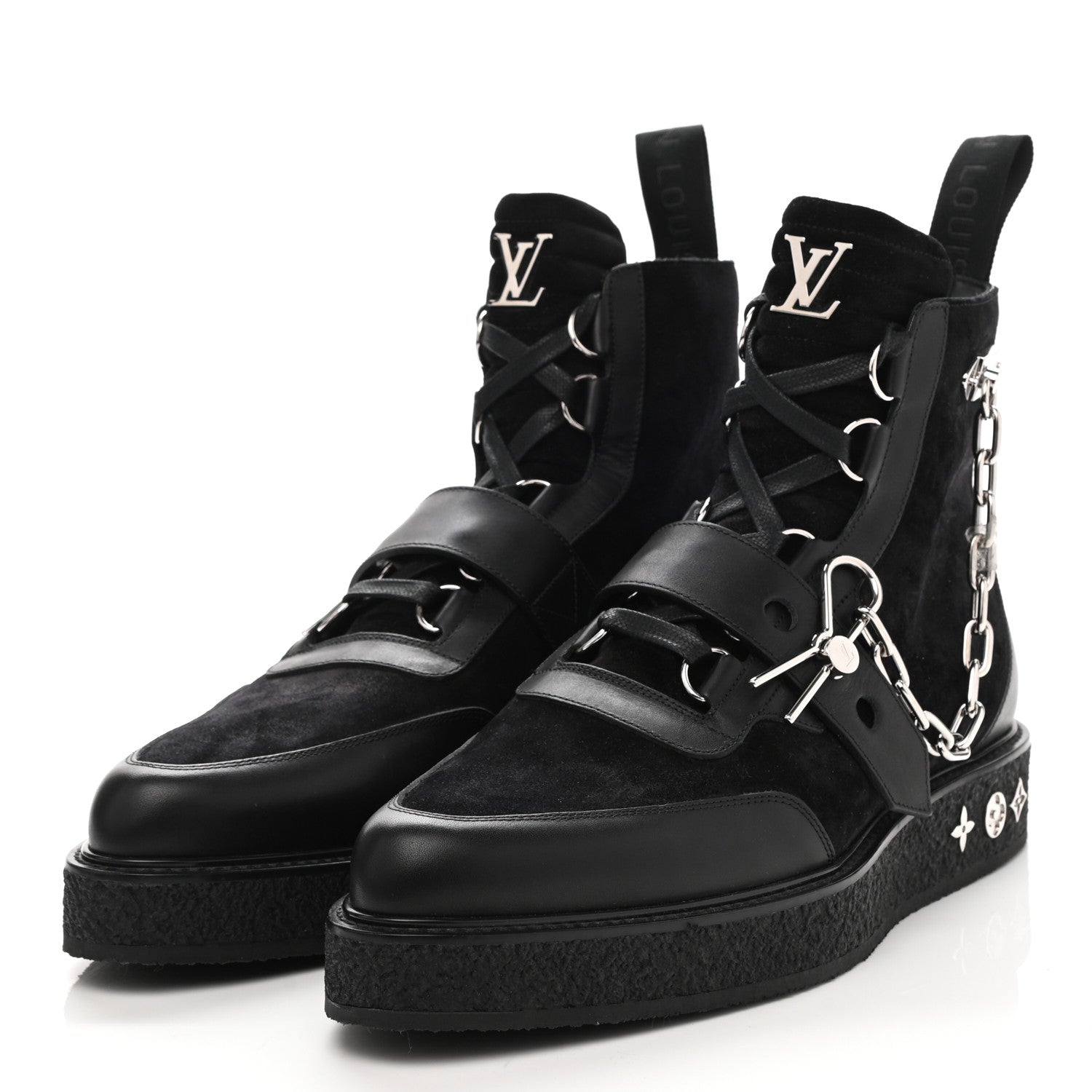Louis Vuitton Suede Calfskin Mens Creeper Ankle Boots 9 Black