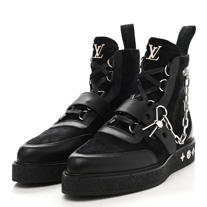 Louis Vuitton Suede Calfskin Mens Creeper Ankle Boots 9 Black 3 of 8