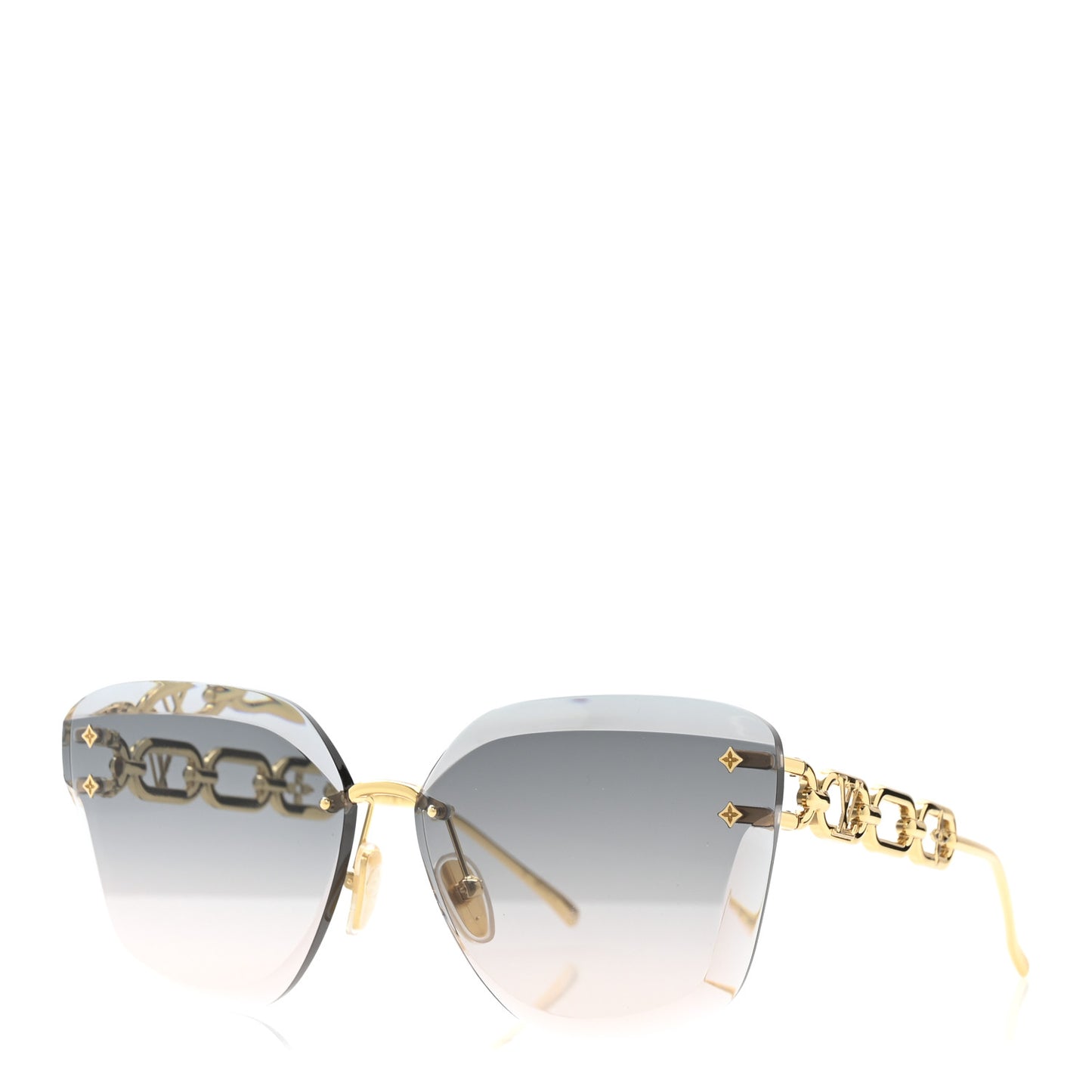 Metal Rimless LV Jewel Cat Eye Sunglasses Z1626U Gradient Blue
