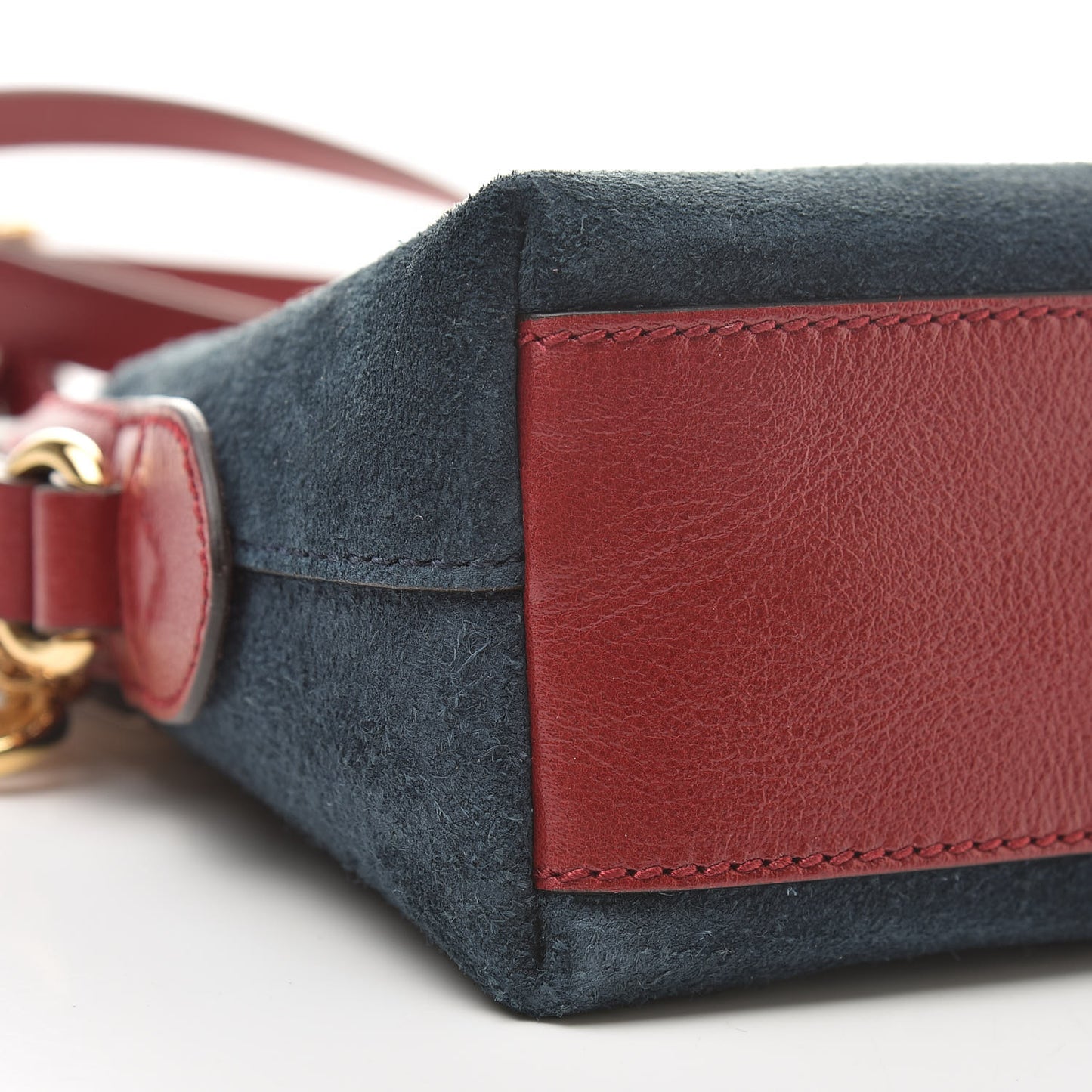 Suede Calfskin Web Small Ophidia Dome Shoulder Bag New Blue Romantic Cherry