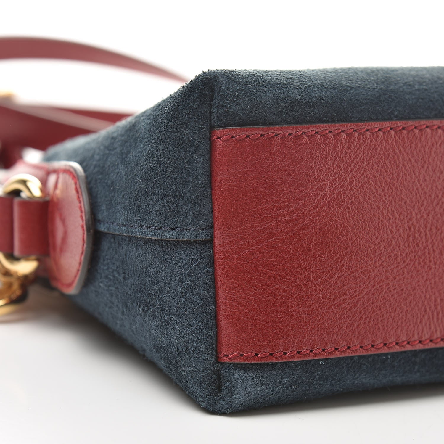 Gucci Suede Calfskin Web Small Ophidia Dome Shoulder Bag New Blue Romantic Cherry 9 of 11