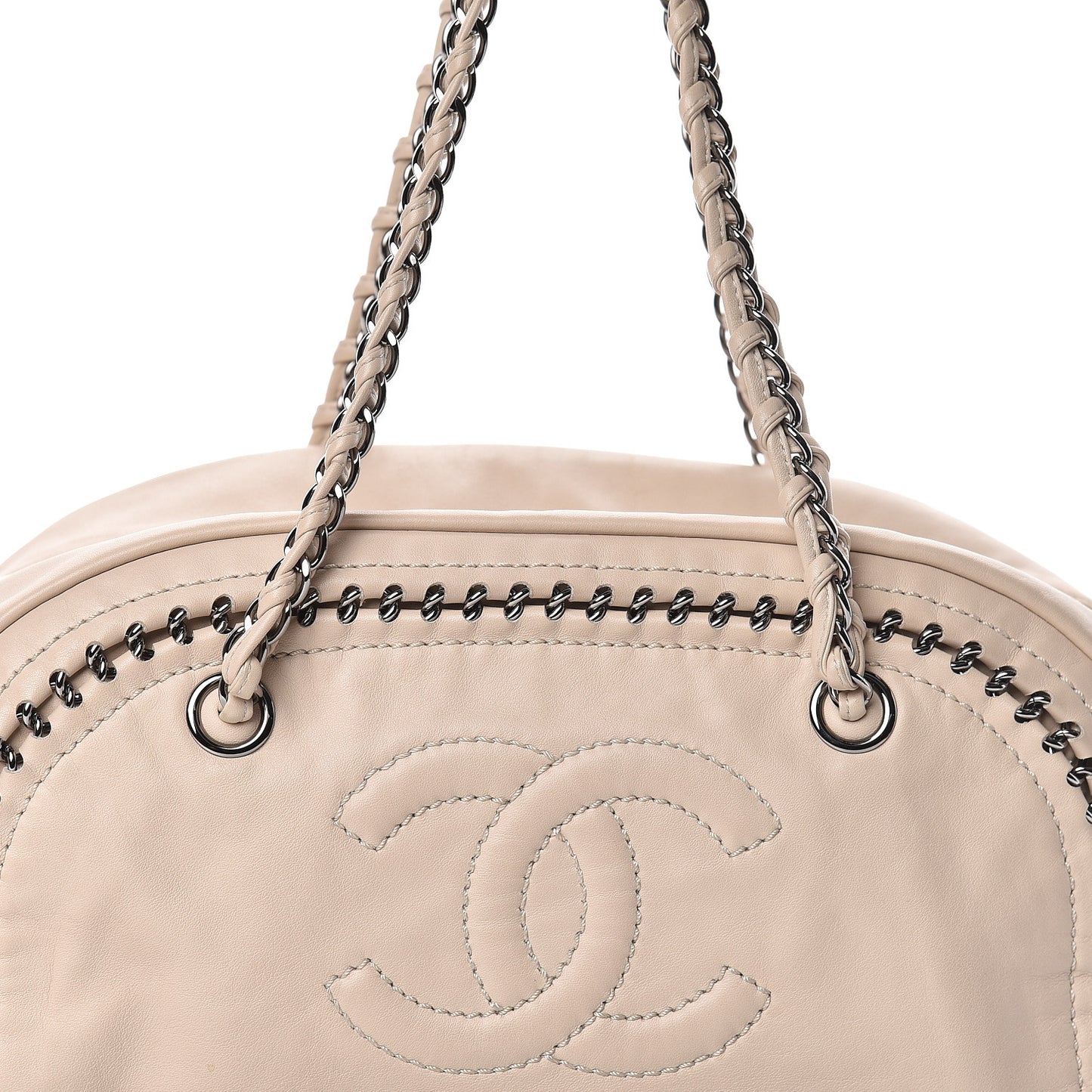 Smooth Calfskin Medium Luxe Ligne Bowler Light Beige