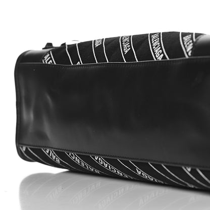 Balenciaga Canvas Satin Calfskin Diagonal Allover Logo Print Classic Silver Hardware S City Black White 10 of 11