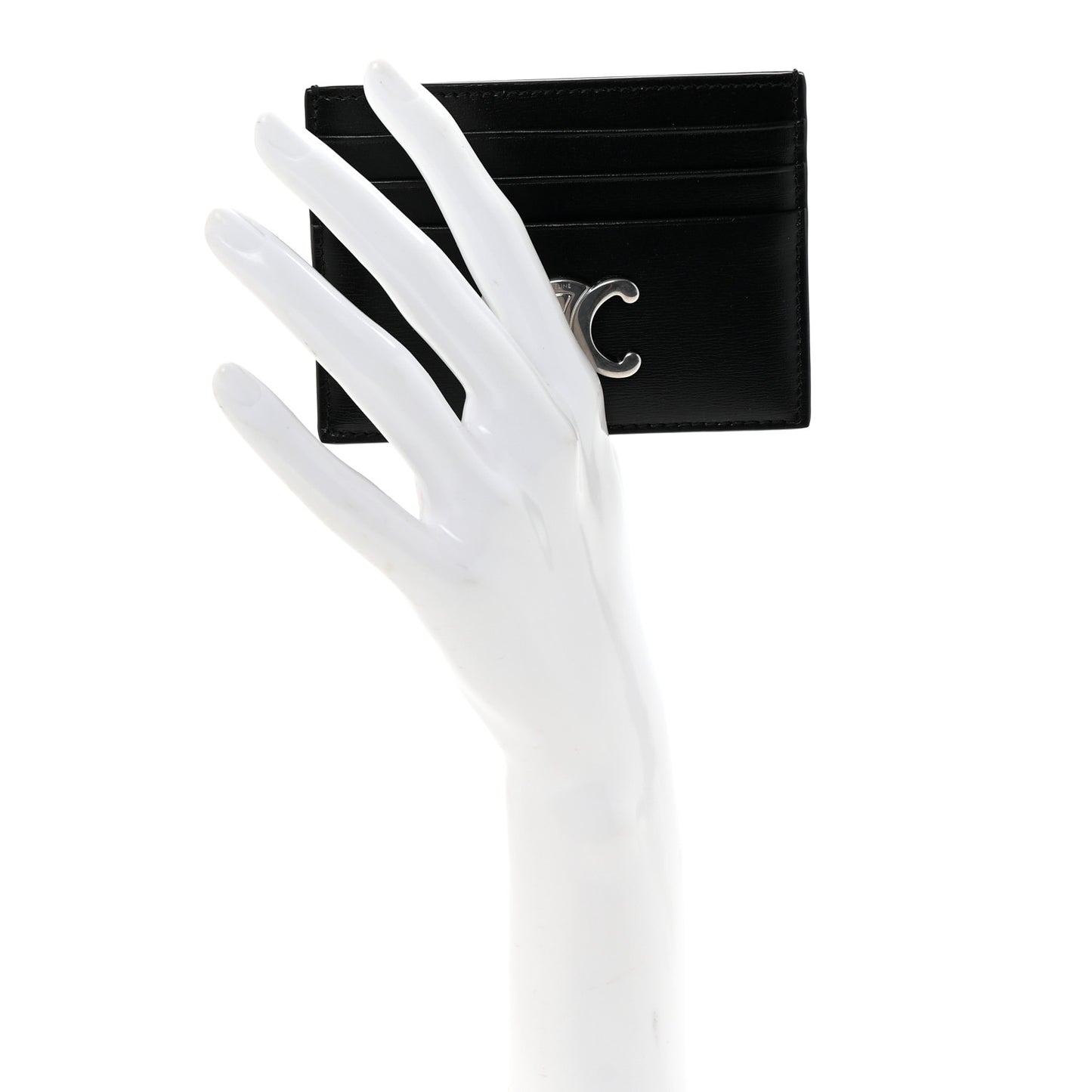Shiny Calfskin Triomphe Card Holder Black Black