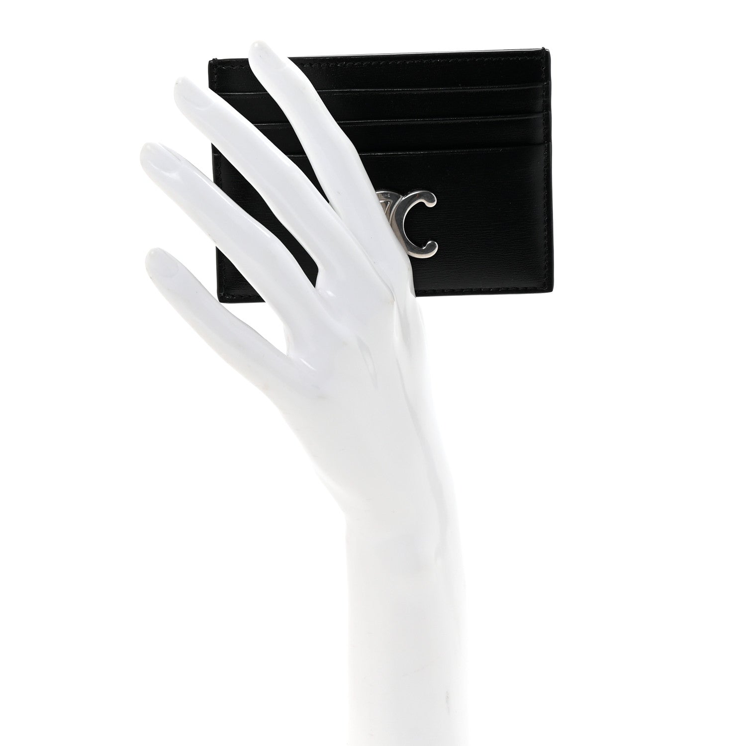 Celine Shiny Calfskin Triomphe Card Holder Black Black 2 of 7