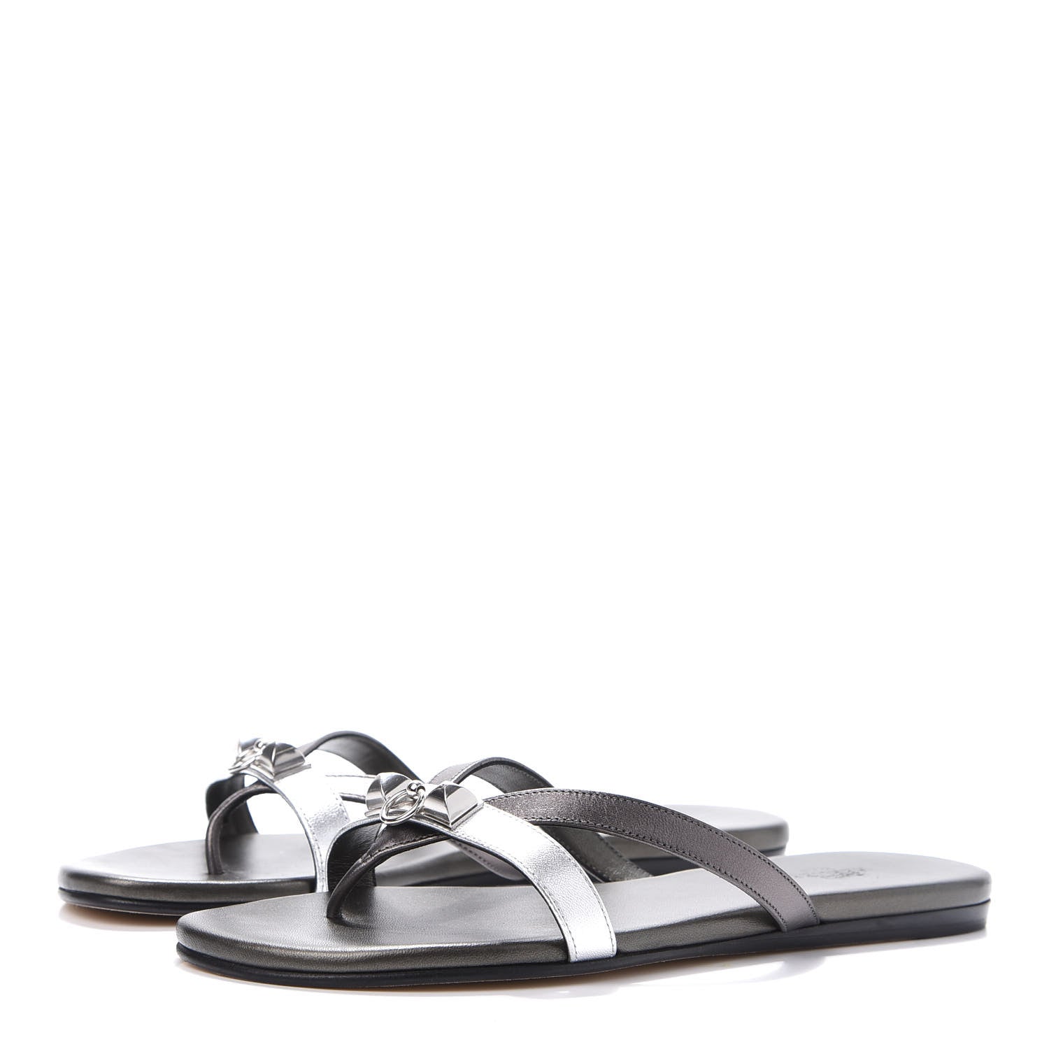 Hermes Metallic Nappa Corfou Sandals 36 Canon de Fusil Argent 3 of 8