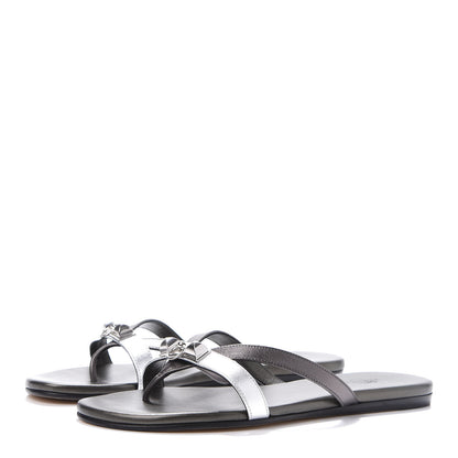 Hermes Metallic Nappa Corfou Sandals 36 Canon de Fusil Argent 3 of 8