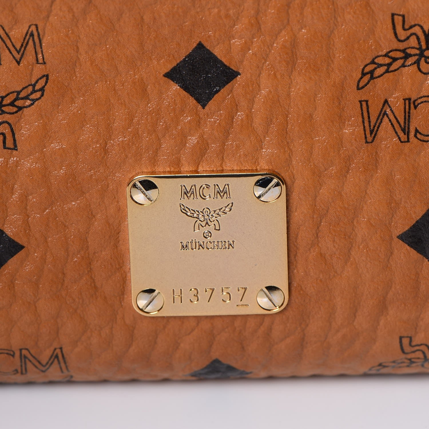 MCM Visetos Small Kathy Double Zip Tote Cognac Black 8 of 20