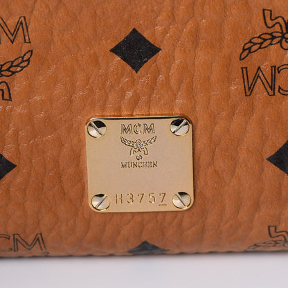 MCM Visetos Small Kathy Double Zip Tote Cognac Black 8 of 20