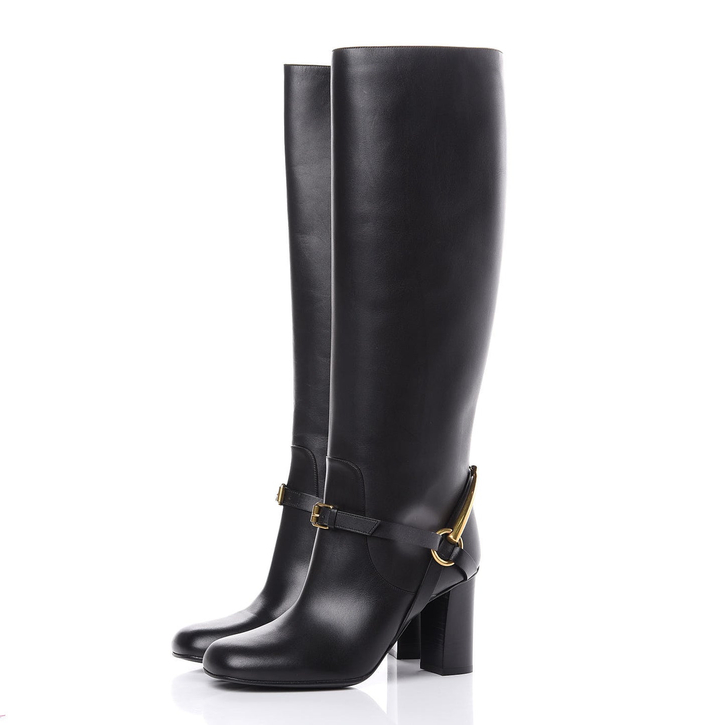Calfskin Tess Horsebit Tall Boots 35.5 Black