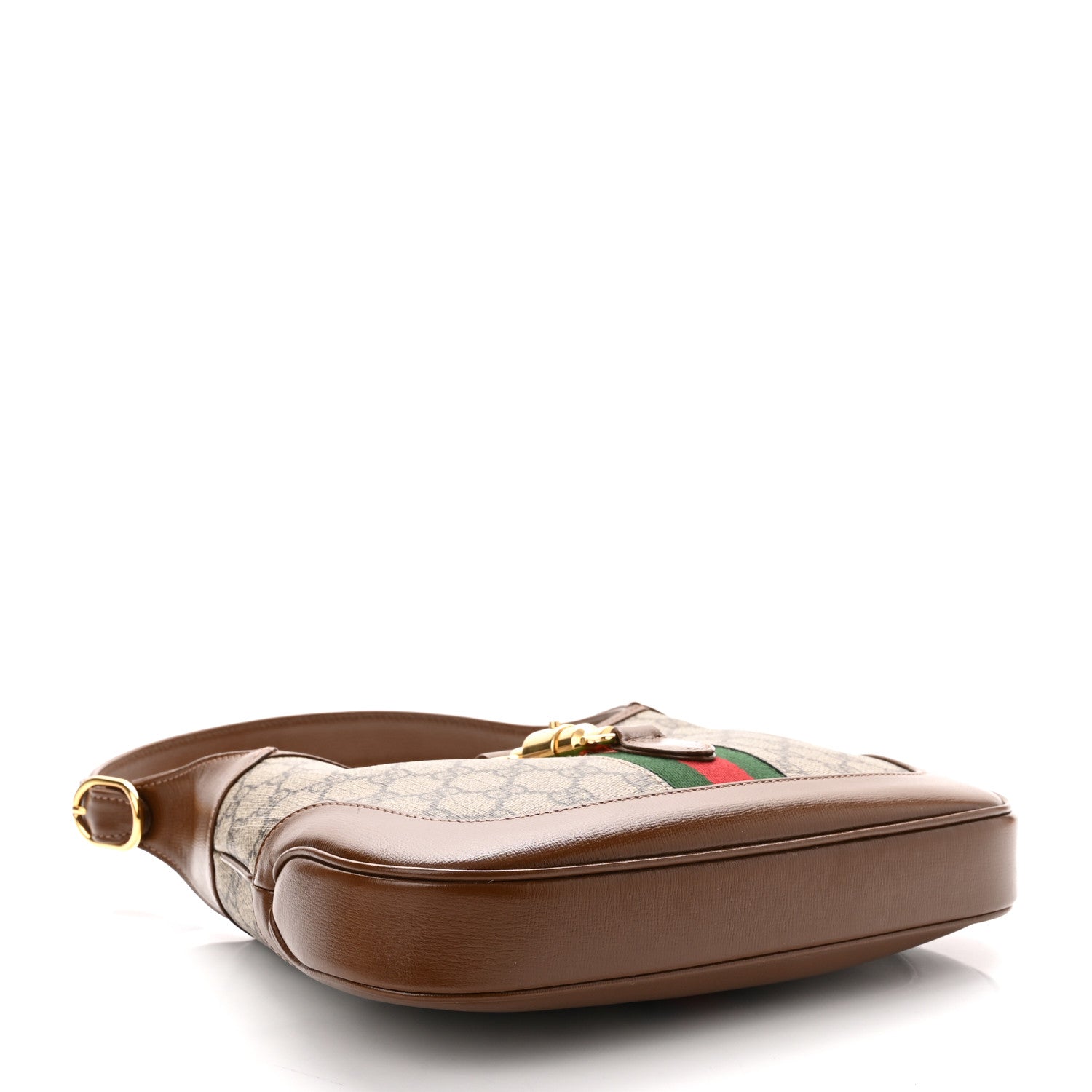 Gucci GG Supreme Monogram Azalea Calfskin Web Small Jackie 1961 Hobo Beige Ebony Brown Sugar 4 of 10