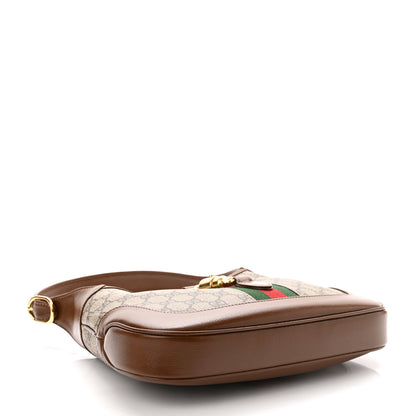 Gucci GG Supreme Monogram Azalea Calfskin Web Small Jackie 1961 Hobo Beige Ebony Brown Sugar 4 of 10