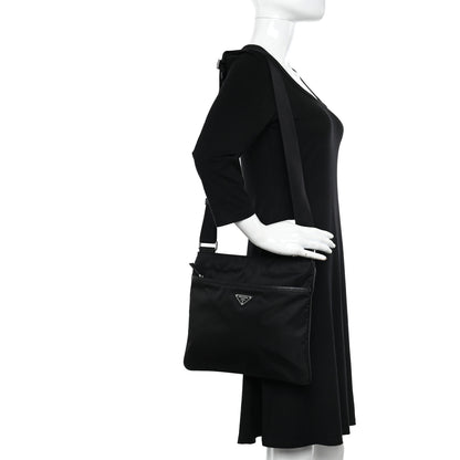 Prada Tessuto Nylon Saffiano Flat Messenger Bag Black 2 of 10