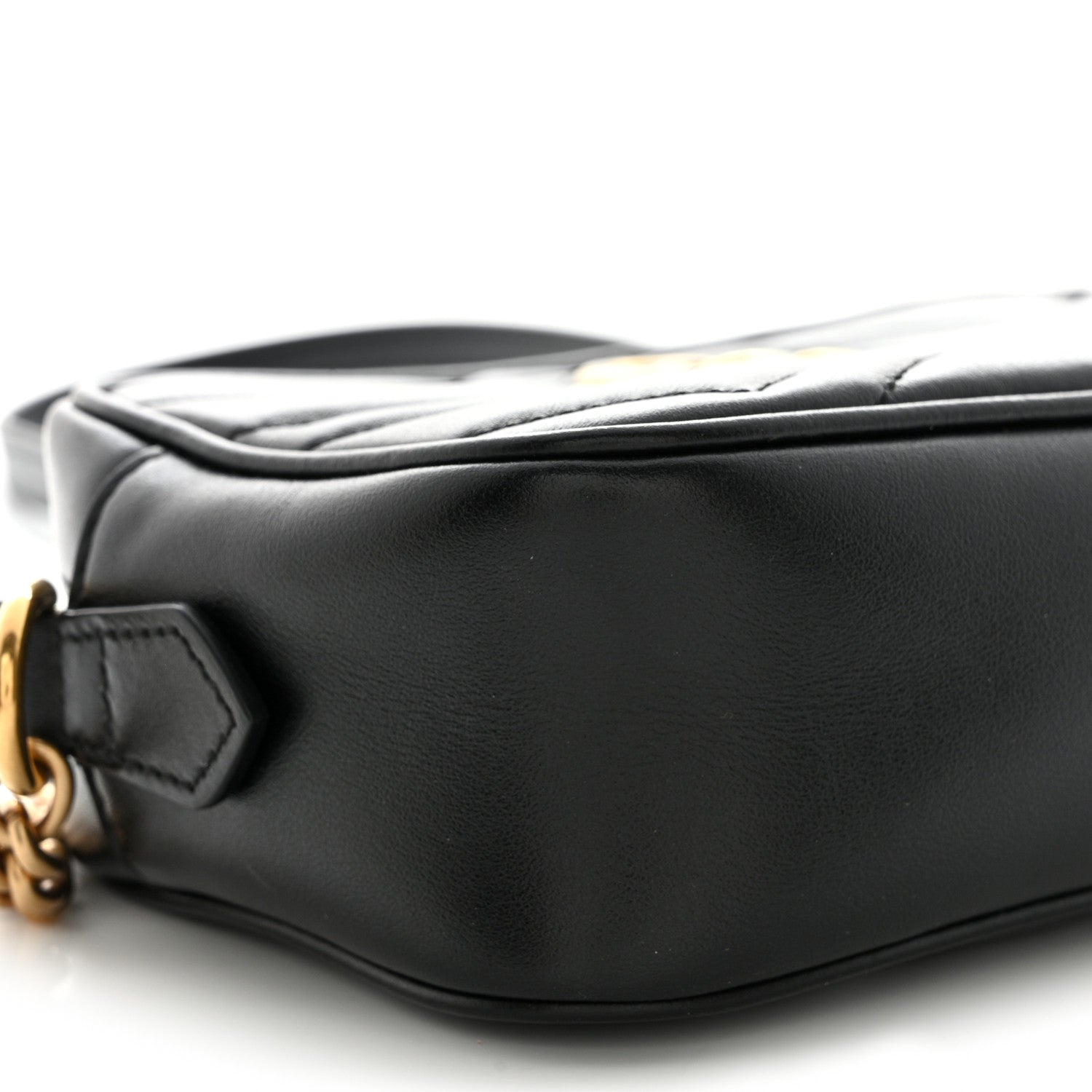 Gucci Calfskin Matelasse Mini GG Marmont Chain Shoulder Bag Black 10 of 12