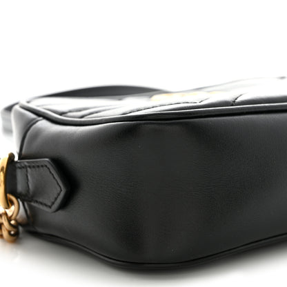 Gucci Calfskin Matelasse Mini GG Marmont Chain Shoulder Bag Black 10 of 12