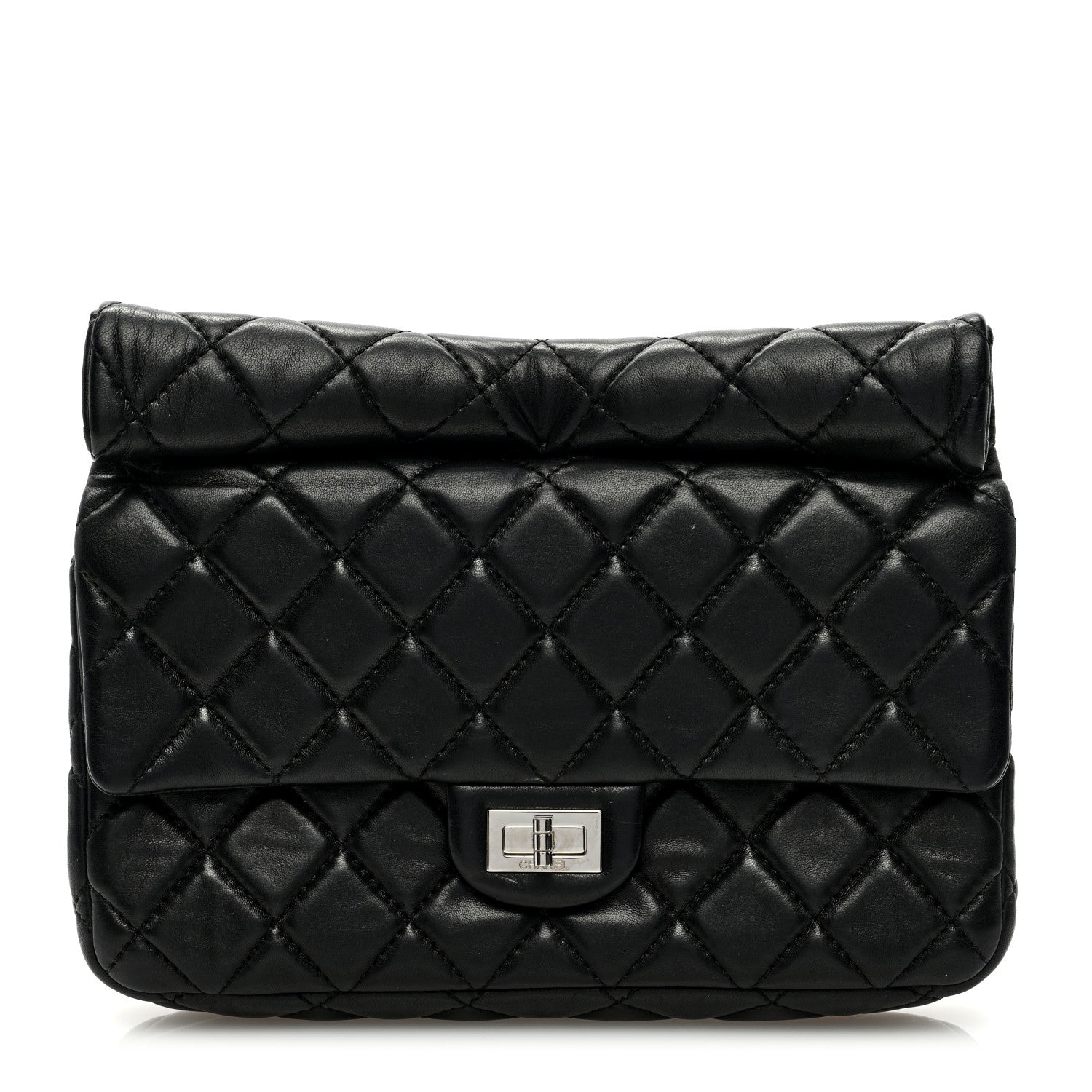 Chanel Lambskin Quilted Large Roll 2.55 Reissue Clutch Black 1 of 7