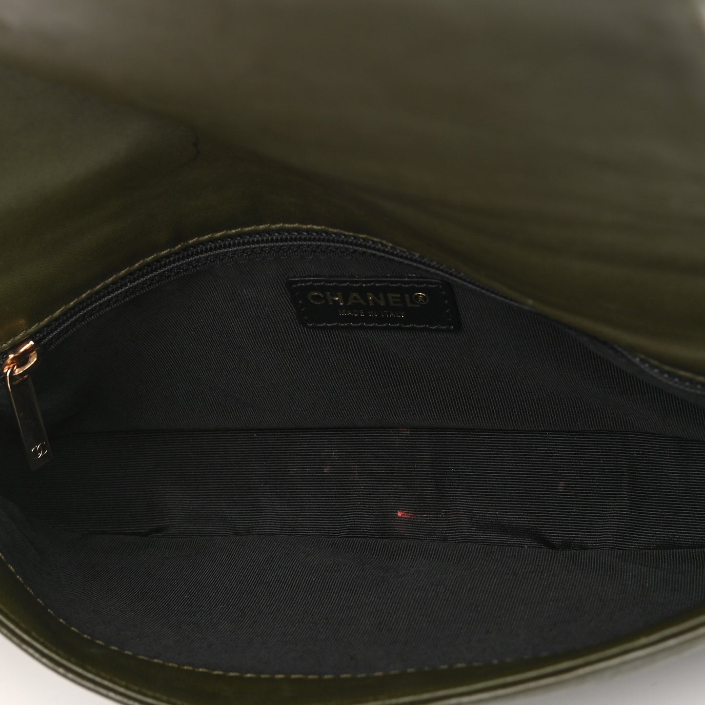 Lambskin Quilted CC Chocolate Bar Flap Green