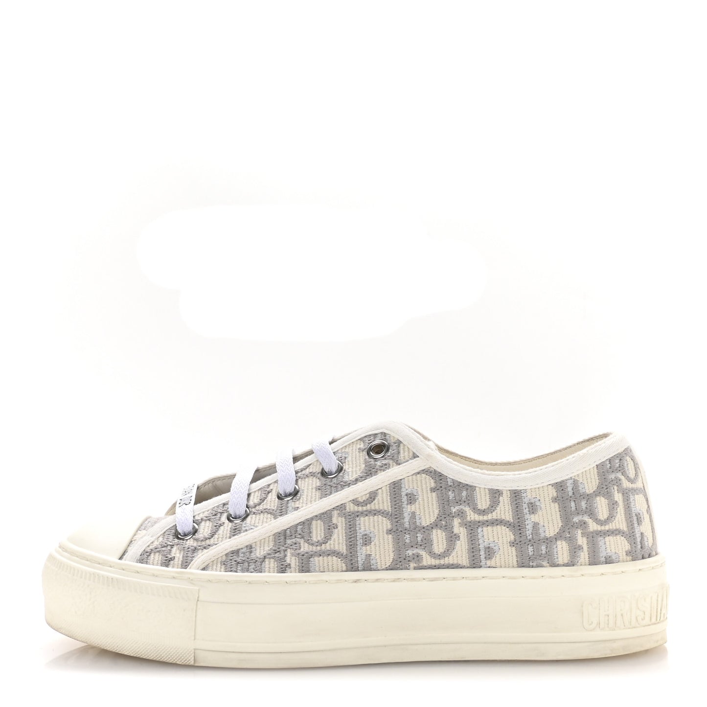Canvas Oblique Walk'N'Dior Low Top Sneakers 36.5 Grey Stone