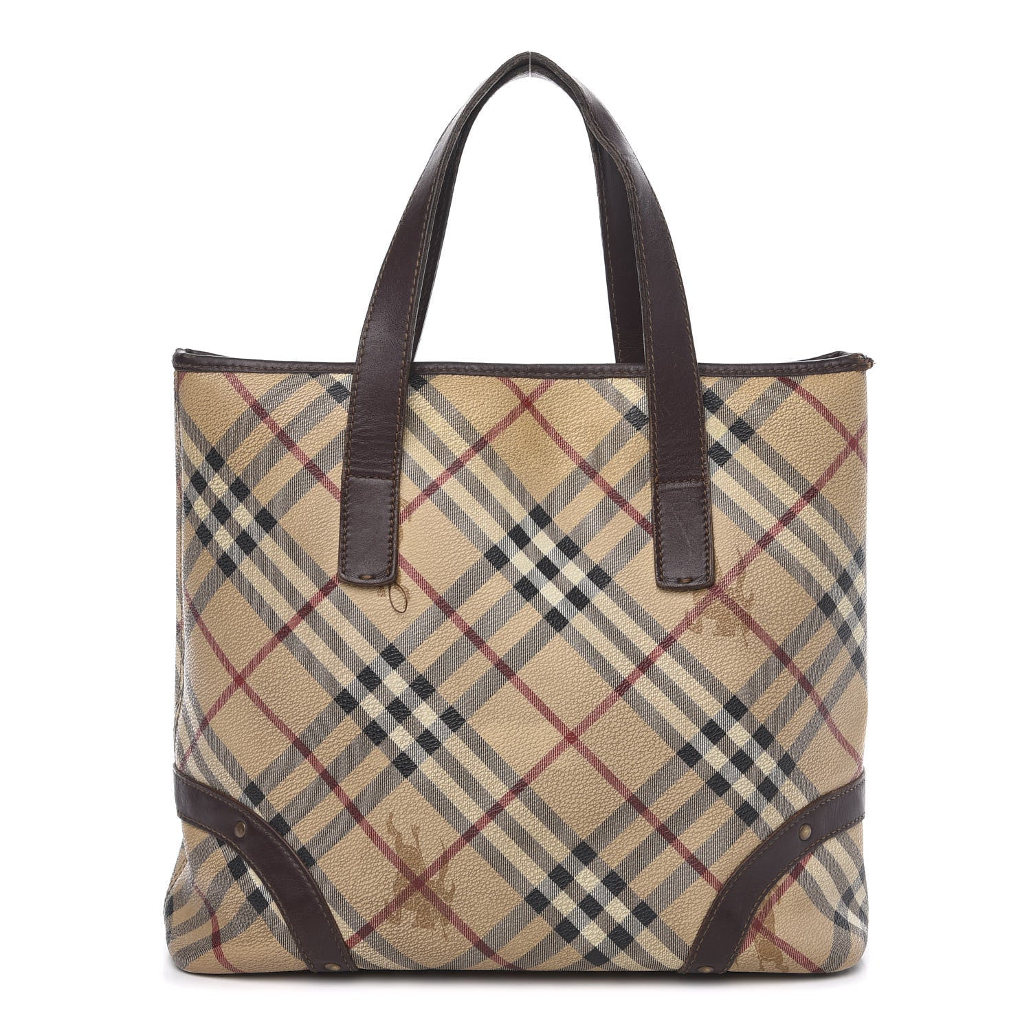 Burberry Haymarket Check Studded Tote Chocolate 1 of 21