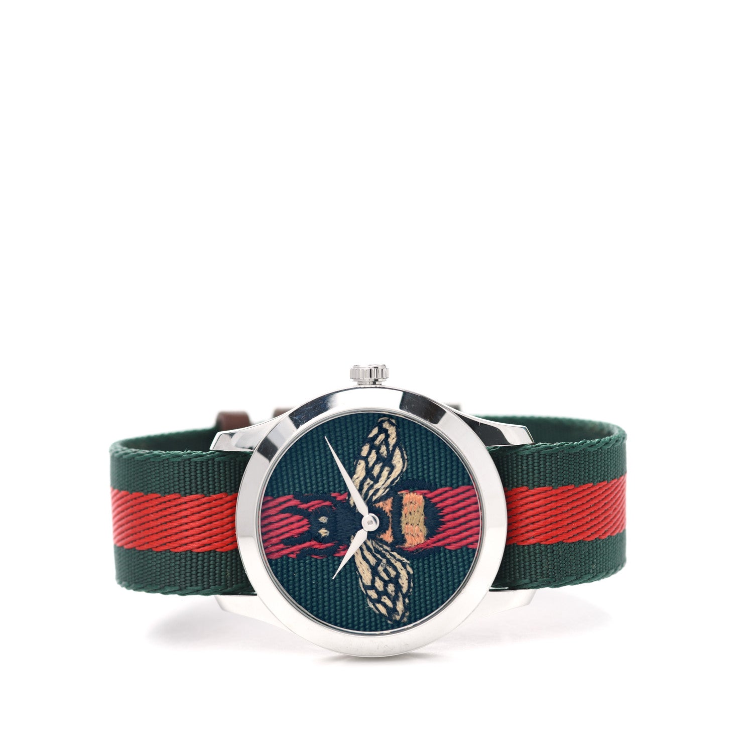 Gucci Stainless Steel Nylon 38mm Le Marche Des Merveilles Bee Quartz Watch Green 2 of 4