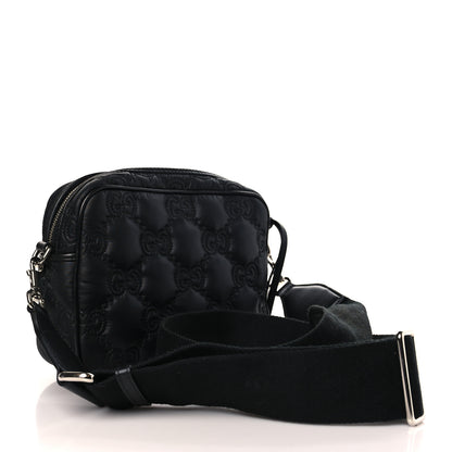 Gucci Nylon Calfskin Enamel GG Matelasse Shoulder Bag Black 3 of 9