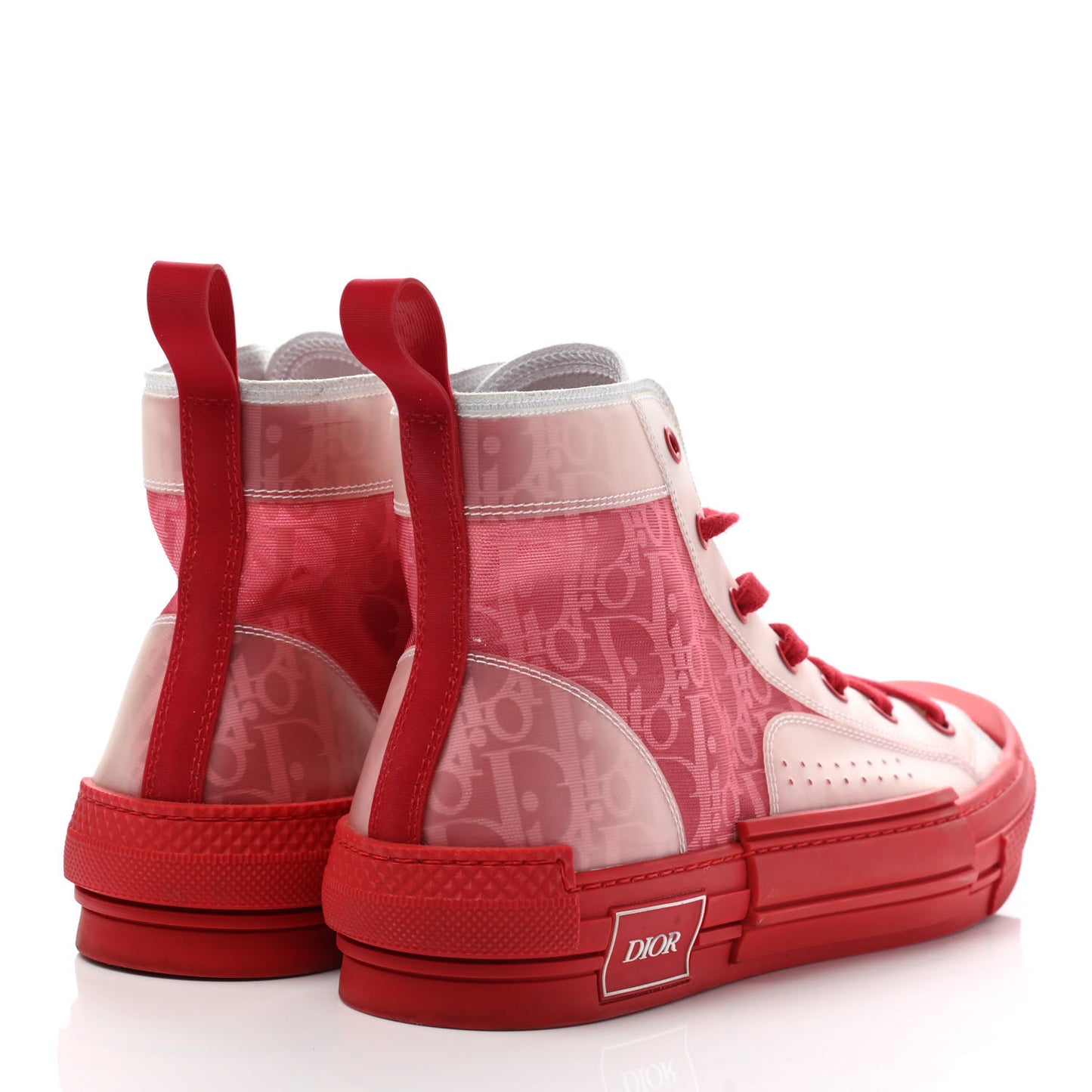 Technical Canvas Oblique Mens B23 High Top Sneakers 42 Bordeaux Rouge